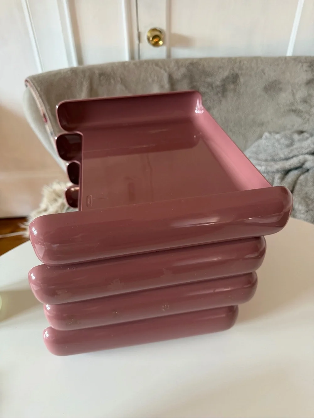 Vintage 80s MCM Eldon Office Products Stacked 4-Tier Tray Desk Organizer Pink